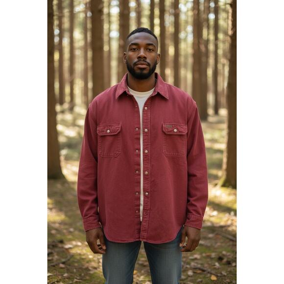 Red Carhartt 100% Cotton Shirt Jacket Men's Heavy Shacket Size 4-XL - Picture 1 of 10